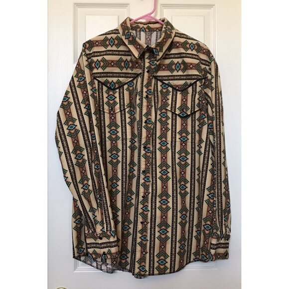 New Threads By Me Wanda Levy Other - Southwestern Brushpopper Snap Shirt XL Aztec Western Cowboy Rodeo Cotton